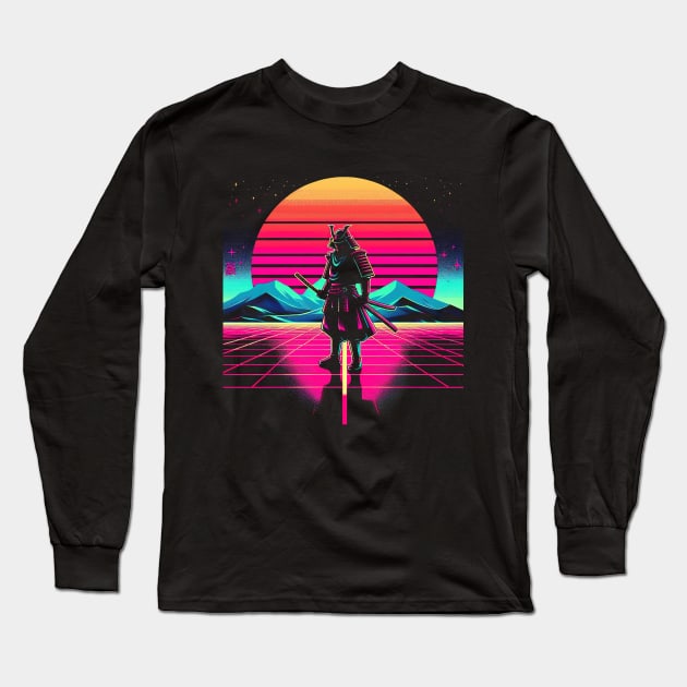 Neon Samurai: Retro Sunset Long Sleeve T-Shirt by T-Shirt Paradise